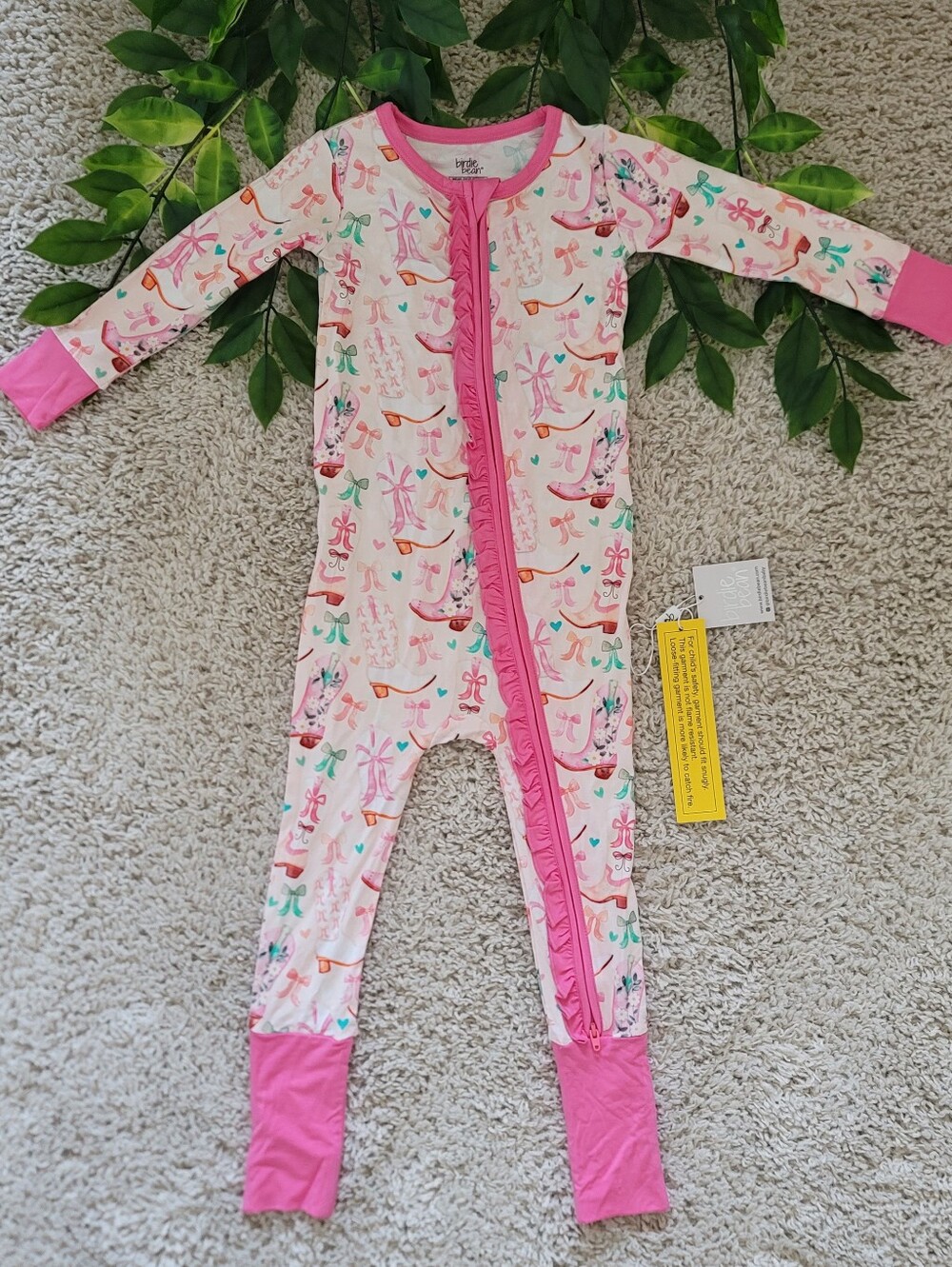 Toddler Girl Boots & Bows Sleeper (3T)